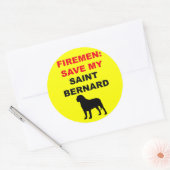Fireman Rettete My Saint Bernard Runder Aufkleber (Umschlag)