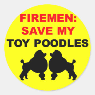 Fireman Rettete My Toy Poodles Runder Aufkleber