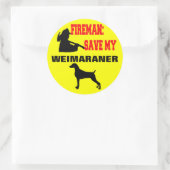 Fireman Rettete My Weimaraner Runder Aufkleber (Tasche)