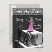 Fireman Save the Date Card Ankündigungspostkarte (Vorne/Hinten)