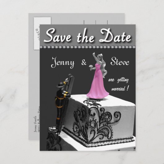 Fireman Save the Date Card Ankündigungspostkarte (Vorne/Hinten)