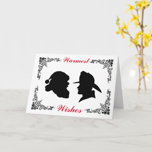 Fireman-Silhouette und Weihnachtskarte Karte (Gelbe Blume)