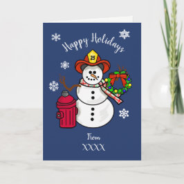 Fireman Snowman Weihnachtskarte für Dept oder Pers Feiertagskarte