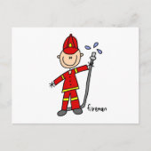 Fireman Strichmännchen Postkarte (Vorderseite)