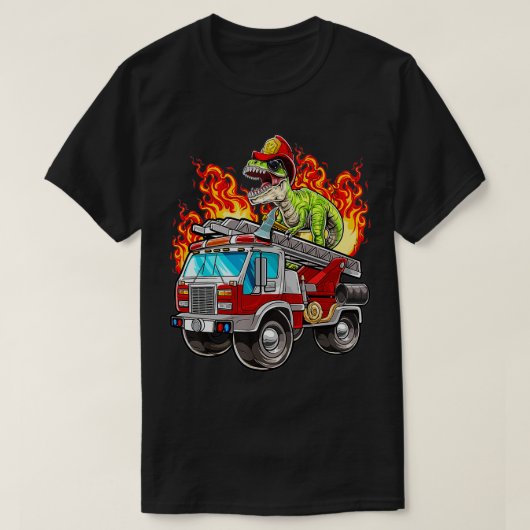 Fireman T Rex Dinosaur Firefighter Hat und Firetru T-Shirt (Design vorne)