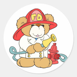Fireman Teddy Bear Runder Aufkleber