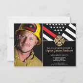 Fireman Thin Red Firefighter Foto Rentirement Einladung (Vorderseite)
