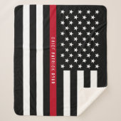 Fireman Thin Red Line American Flag Monogram Med. Sherpadecke (Vorderseite)