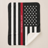 Fireman Thin Red Line American Flag Monogram Small Sherpadecke (Vorderseite)