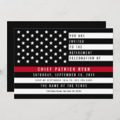 Fireman Thin Red Line American Flag Retirement Einladung (Vorne/Hinten)