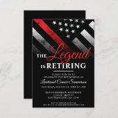 Fireman Thin Red Line Feuerwehrruhestand Party Einladung (Vorne/Hinten)