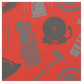 Fireman Tools und Symbole rot Stoff (Nahaufnahme)