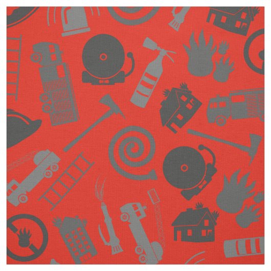 Fireman Tools und Symbole rot Stoff (Muster)