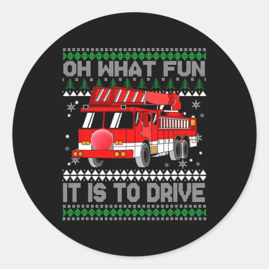 Fireman Ugly Christmas - Feuerzug Runder Aufkleber (Vorderseite)