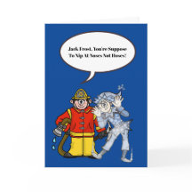 Fireman und Jack Frost Weihnachtskarte