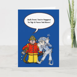 Fireman und Jack Frost Weihnachtskarte Karte