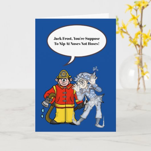 Fireman und Jack Frost Weihnachtskarte Karte (Gelbe Blume)