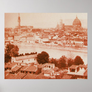 FIRENZE - ANTIKES PANORAMA VON FLORENZ 1859 POSTER