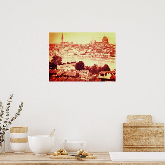 FIRENZE - ANTIQUE FLORENZ PANORAMABLICK 1859 POSTER (Küche)