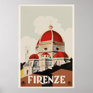 Firenze Italien Vintage Reiseposter Druck Piazza Poster