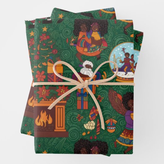Fireplace and Kente Cloth Geschenkpapier Set (Beispiel)