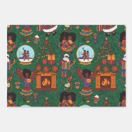 Fireplace and Kente Cloth Geschenkpapier Set