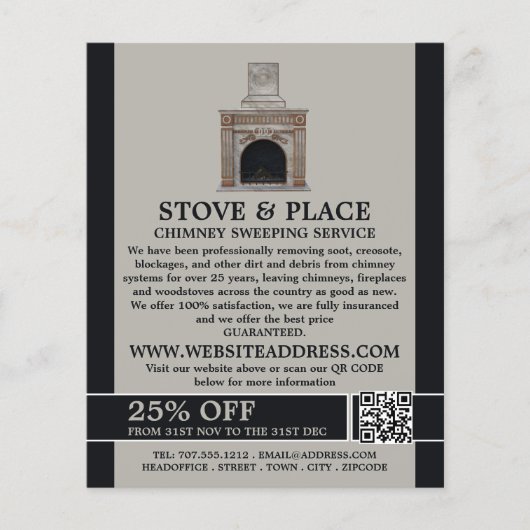Fireplace Design, Chimney Sweeping Service Flyer (Vorne)