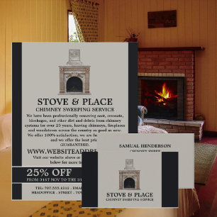 Fireplace Design, Chimney Sweeping Service Flyer