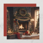 Fireplace Frohe Weihnachtskarte Feiertagskarte (Vorne/Hinten)