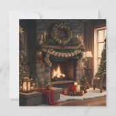 Fireplace Frohe Weihnachtskarte Feiertagskarte (Vorderseite)