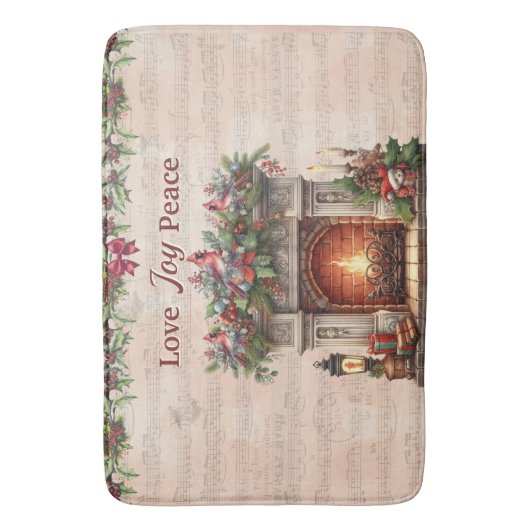 Fireplace, Music Notes, and Paris Postmark Badematte (Vorderseite Vertikal)