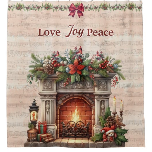 Fireplace, Music Notes, and Paris Postmark Duschvorhang (Vorderseite)