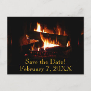 Fireplace Save the Date Postkarte