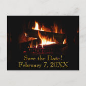Fireplace Save the Date Postkarte (Vorderseite)