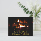 Fireplace Save the Date Postkarte (Stehend Vorderseite)