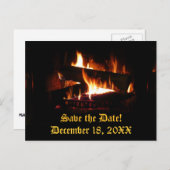 Fireplace Save the Date Postkarte (Vorne/Hinten)