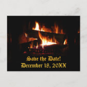 Fireplace Save the Date Postkarte (Vorderseite)