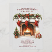 Fireplace-Strumpf präsentieren rotes Party Einladung (Vorne/Hinten)