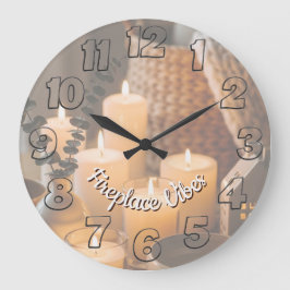 Fireplace Vibes Round Wall Clock | Cozy Cabin  Große Wanduhr