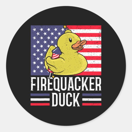 Firequacker Duck 4. Juli Firecracker Independe Runder Aufkleber (Vorderseite)
