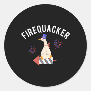 Firequacker Funny 4. Juli Patriotische Alberne Goo Runder Aufkleber