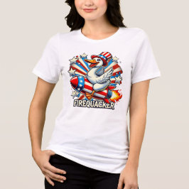 FIREQUACKER - Funny Patriotic Goose on a Rocket T- Tri-Blend Shirt