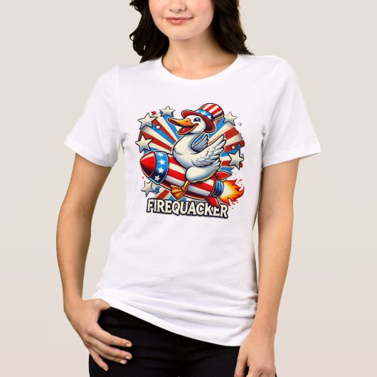 FIREQUACKER - Funny Patriotic Goose on a Rocket T- Tri-Blend Shirt (Vorderseite)