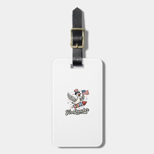 FireQuacker Patriotische Gans Vintage 4. Juli De Gepäckanhänger (Vorderseite vertikal)