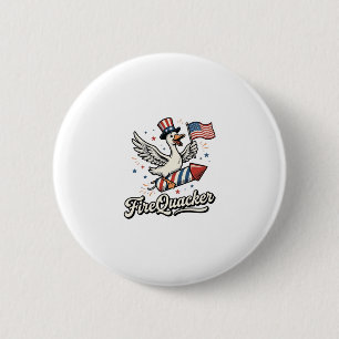 FireQuacker Patriotische Gans Vintage 4. Juli Deko Button
