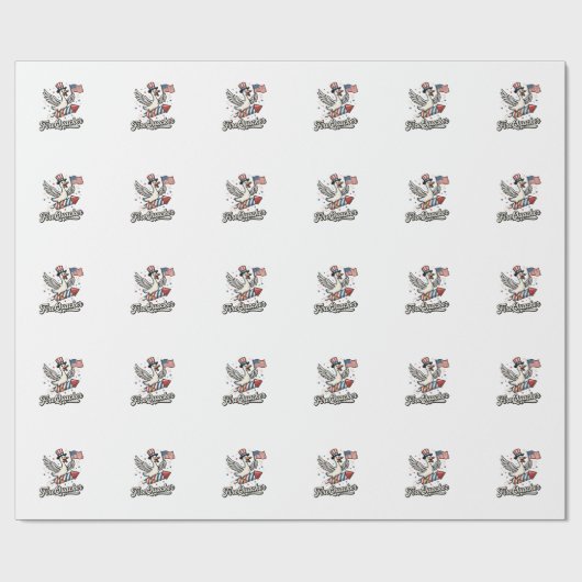 FireQuacker Patriotische Gans Vintage 4. Juli Deko Geschenkpapier (Flach)