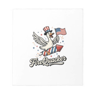 FireQuacker Patriotische Gans Vintage 4. Juli Deko Notizblock