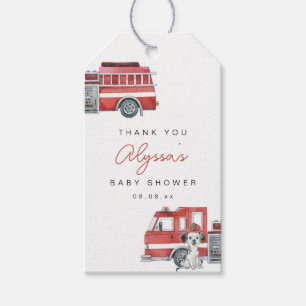 Fireruck Firefighter Baby Dusche Danke Tags Geschenkanhänger