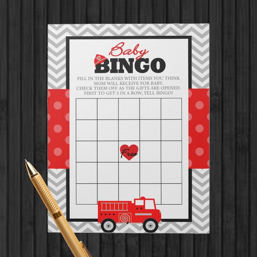 Fireruck Geschenk Bingo Baby Duschkabine Pack Notizblock