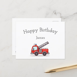 Fireruck Happy Geburtstagskarte Postkarte
